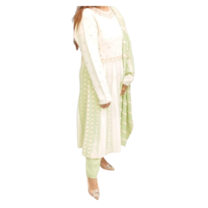 Elegant Pastel Green & White Embroidered Anarkali Suit Set for Women ART NO 6003