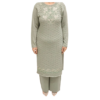 Elegant Olive Green Woolen Embroidered Winter Suit Set for Women ART NO 8900