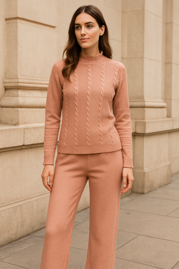 ChatGPT Image Aug 6, 2025, 01_26_07 PM Peachy Knit Luxe Co-Ord Set – Comfort Meets Style ART NO 89000
