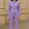 Winter  lavender color Woolen Co-ord Set for Women – Cable Knit Sweater & Pant Set ART NO 89000