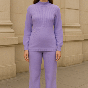 Winter  lavender color Woolen Co-ord Set for Women – Cable Knit Sweater & Pant Set ART NO 89000