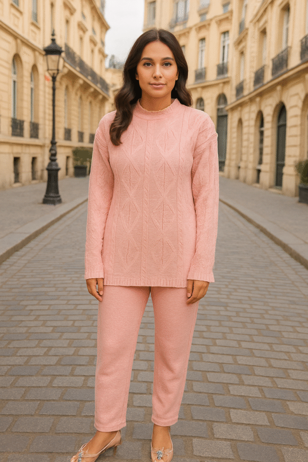 ChatGPT Image Aug 8, 2025, 01_51_34 PM Blush Pink Cable-Knit Woolen Co-Ord Set – Cozy Elegance Edit ART NO 89000