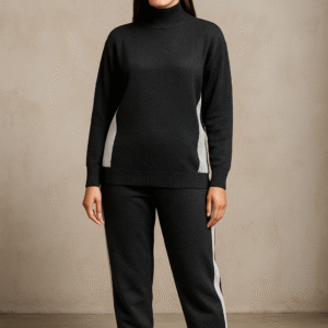 Elegant BLACK Woolen Co-ord Set for Women – Winter Wear Sweater & Pant Set ART NO 89000