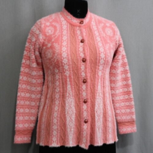 Embroidered Woolen Cardigan Sweater with Fur – Trendy & Stylish Winter Coat for Women by Pawni Knitwears | Art No- 7900