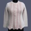 Women’s White & Light Pink Striped Pure Wool Round Neck Sweater – Art No- 56000