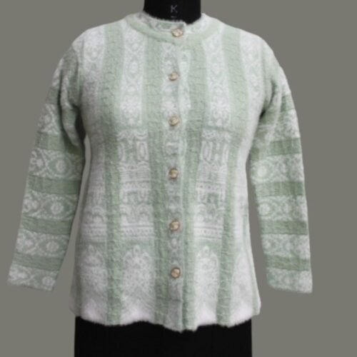 Women’s Pure Haire Wool Cardigan – Self Design, Round Neck, Free Size | Art No- 5600