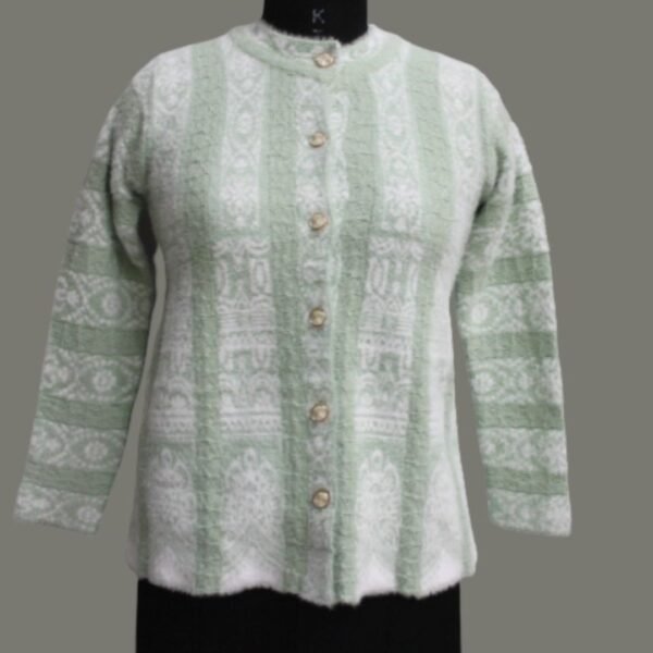 Women’s Pure Haire Wool Cardigan – Self Design, Round Neck, Free Size | Art No- 5600