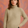 Women's 100% Cashmere Turtleneck Sweater – Tan | Thick Warm Knitwear by Pawni Knitwears | Art No- 31000