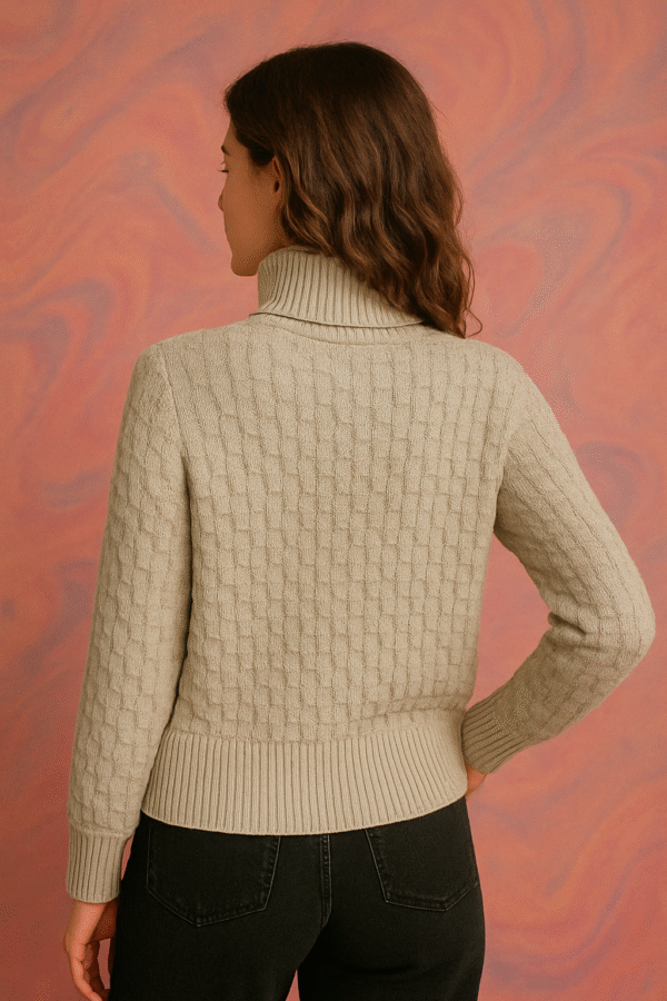 Women's 100% Cashmere Turtleneck Sweater – Tan | Thick Warm Knitwear by Pawni Knitwears | Art No- 31000