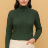 Women's 100% Cashmere Turtleneck Sweater – Dark Green | Thick Warm Knitwear by Pawni Knitwears | Art No- 31000