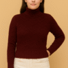 Women's 100% Cashmere Turtleneck Sweater – Brown | Thick Warm Knitwear by Pawni Knitwears | ARTICLE NO 31000