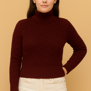 Women's 100% Cashmere Turtleneck Sweater – Brown | Thick Warm Knitwear by Pawni Knitwears | ARTICLE NO 31000