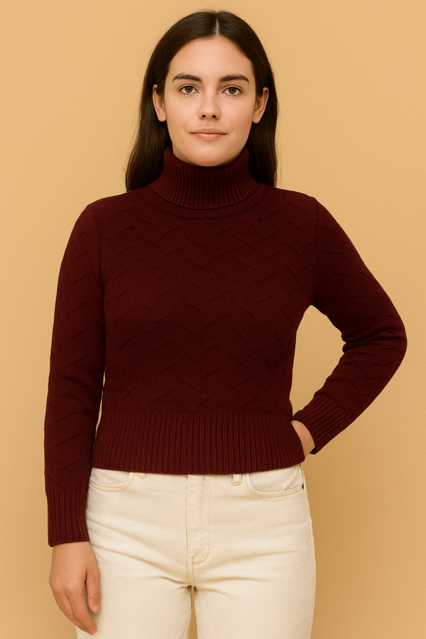 Women's 100% Cashmere Turtleneck Sweater – Brown | Thick Warm Knitwear by Pawni Knitwears | ARTICLE NO 31000
