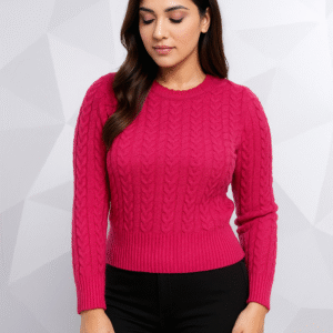 Women’s Short Knitted Sweater –  | Round Neck, Full Sleeves by Pawni Knitwears | Art No- 31000